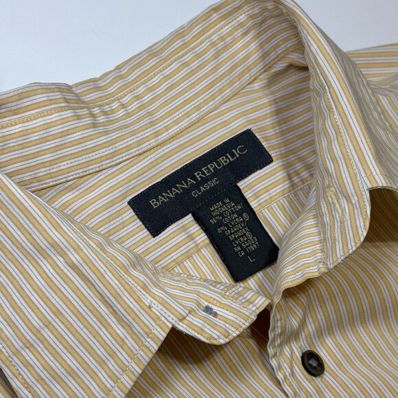 Banana Republic Classic Long Sleeve Shirt Yellow Striped Mens Size Large MOP - Picture 3 of 9